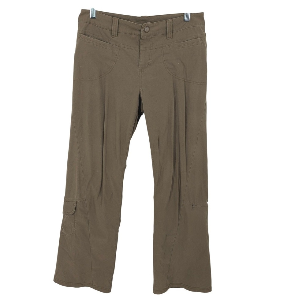 Athleta Hiking Cargo Pants Women 8 Brown Nylon Spandex Outdoor Straight Leg